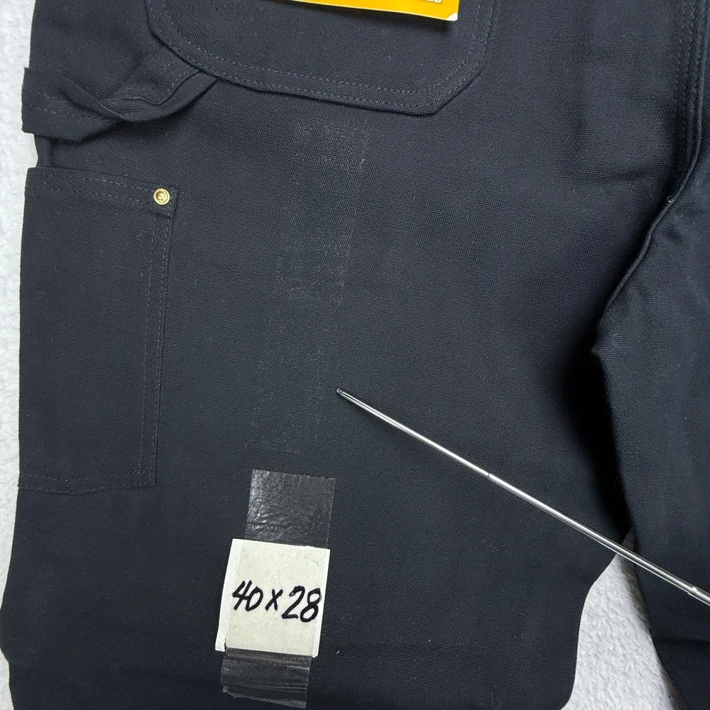 Carhartt B01 BLK Double Front Work Dungaree Pants Black 40x28 USA NWT - Picture 10 of 11